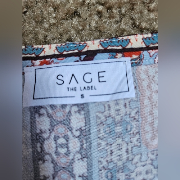 Sage The Label Bohemian Patchwork Short Sleeve Crop Top, Size Small - Picture 3 of 5